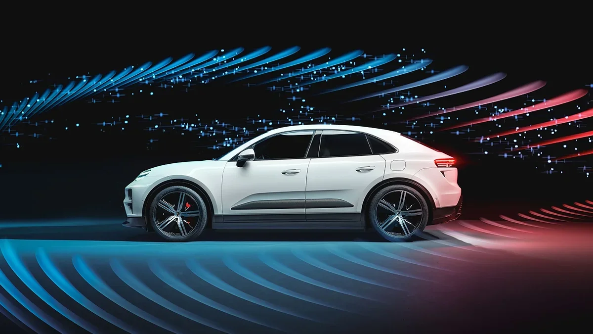 Porsche Fort Collins 2024 Macan EV white Side View